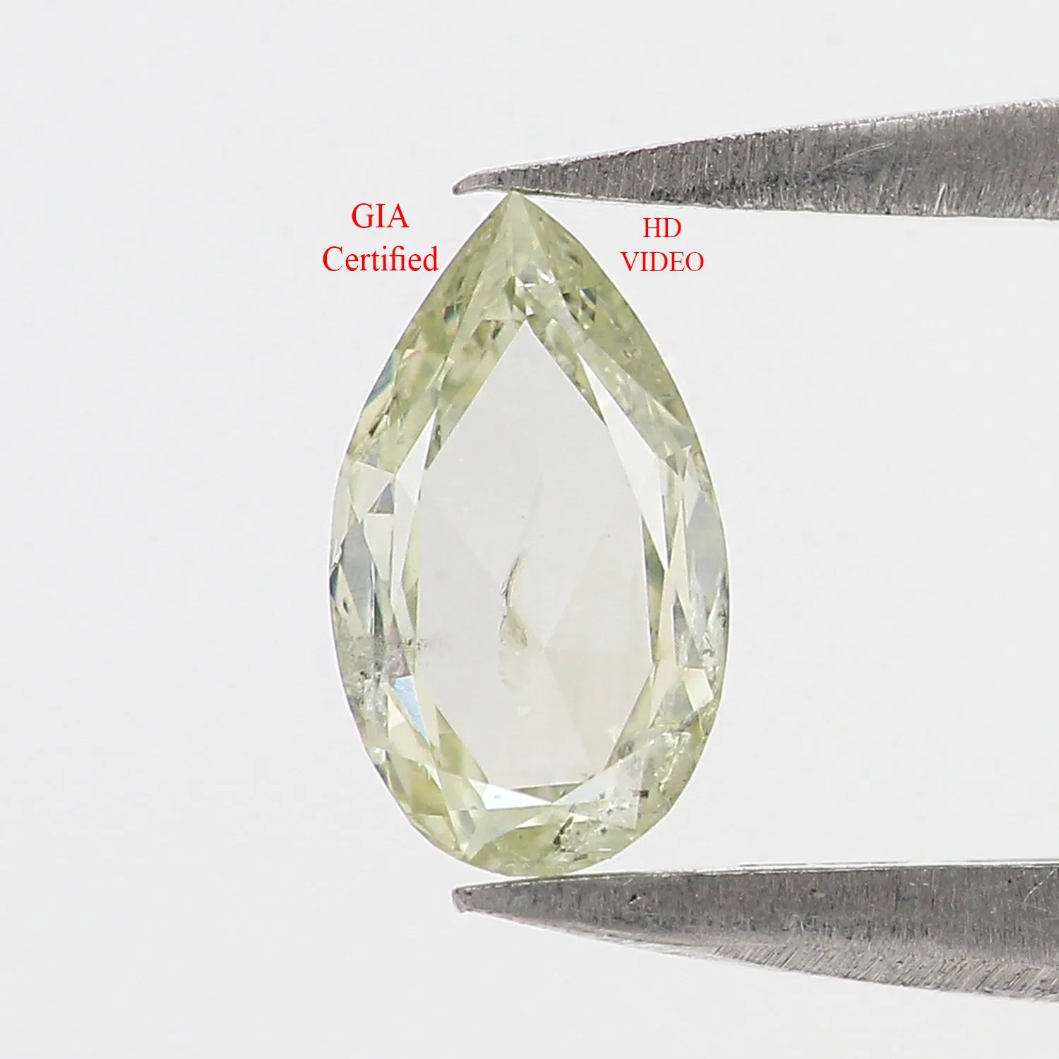 0.32 CT GIA Certified Natural Loose Pear Modified Brilliant Cut Diamond 6.65 MM Fancy Light Green-Yellow Color Diamond Pear Diam