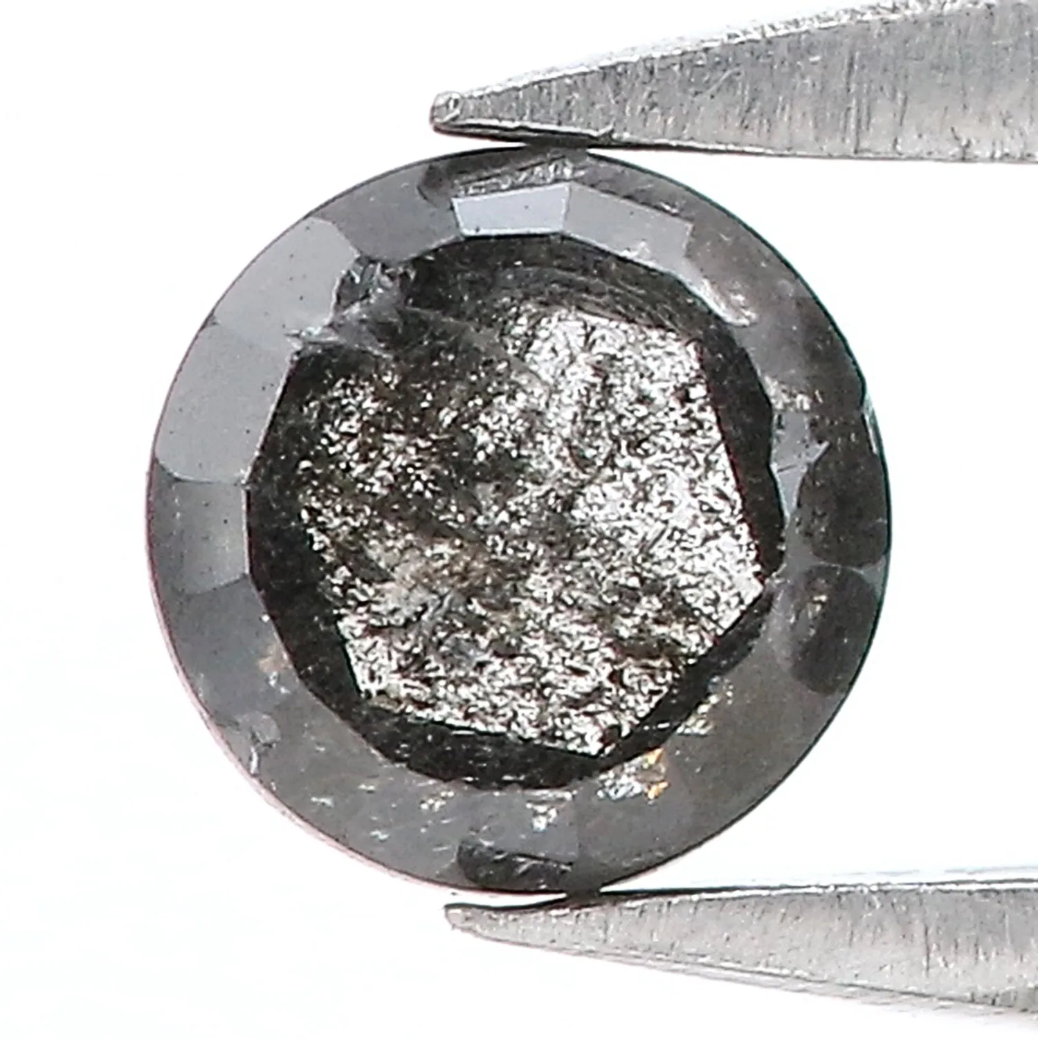 0.40 Ct Natural Loose Round Rose Cut Diamond Salt And Pepper Round Diamond 4.15 MM Natural Diamond Black Grey Color Rose Cut Dia