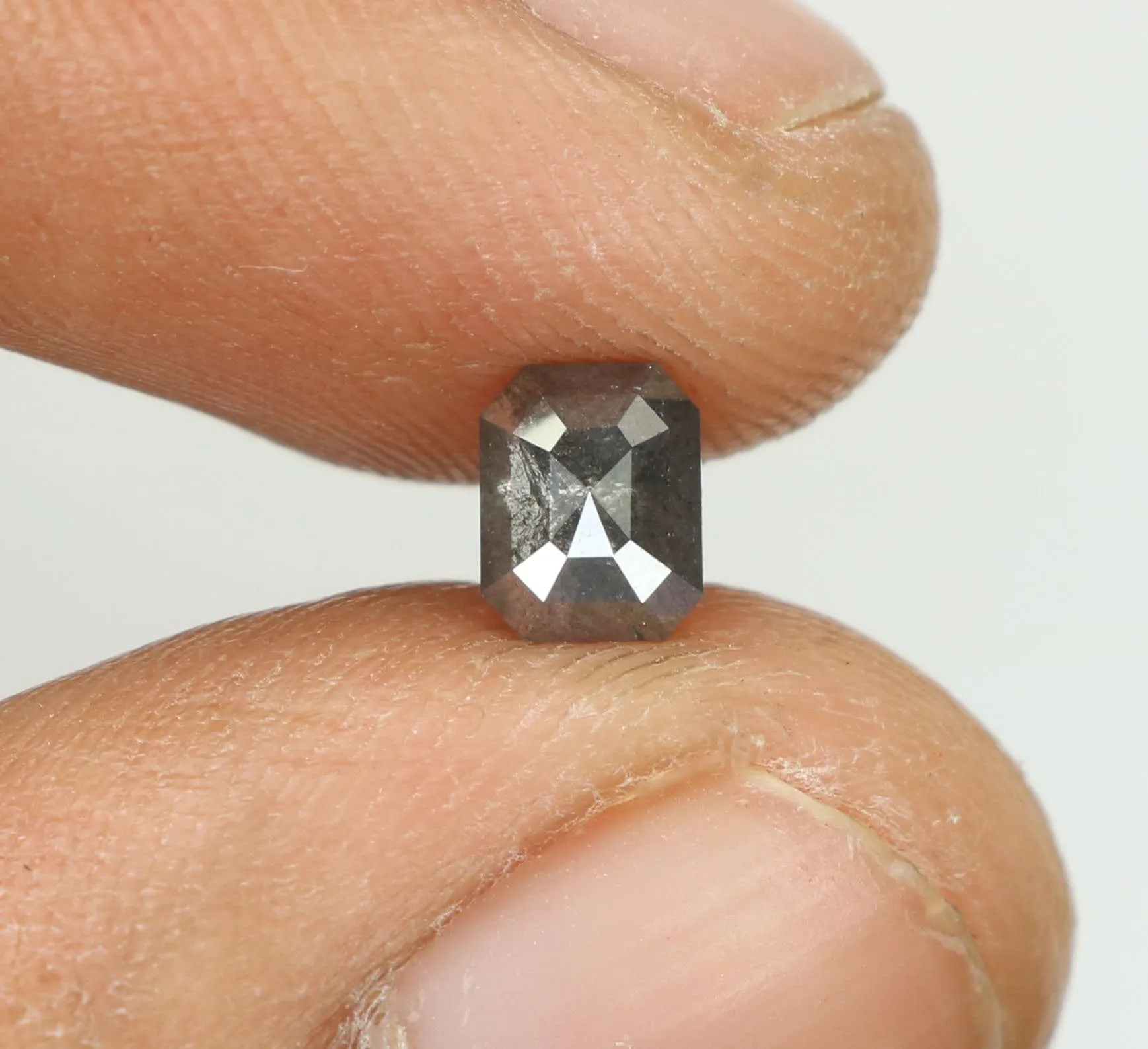 0.48 CT Natural Loose Emerald Cut Diamond Salt And Pepper Emerald Diamond 5.00 MM Natural Loose Black Grey Color Emerald Cut Dia