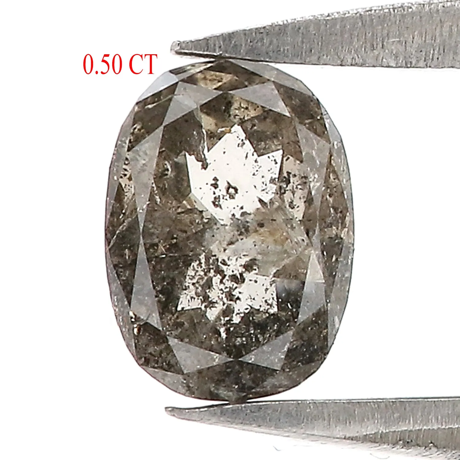 0.50 Ct Natural Loose Oval Shape Diamond Salt And Pepper Oval Diamond 5.60 MM Natural Diamond Black Grey Color Oval Rose Cut Dia