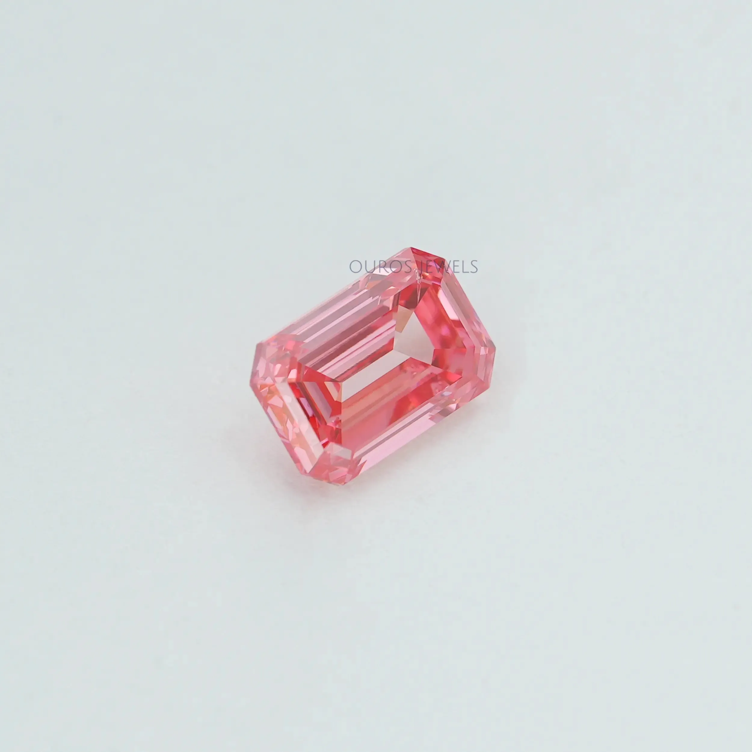 0.76 Carat Each Pink Emerald Cut Lab Grown Diamond