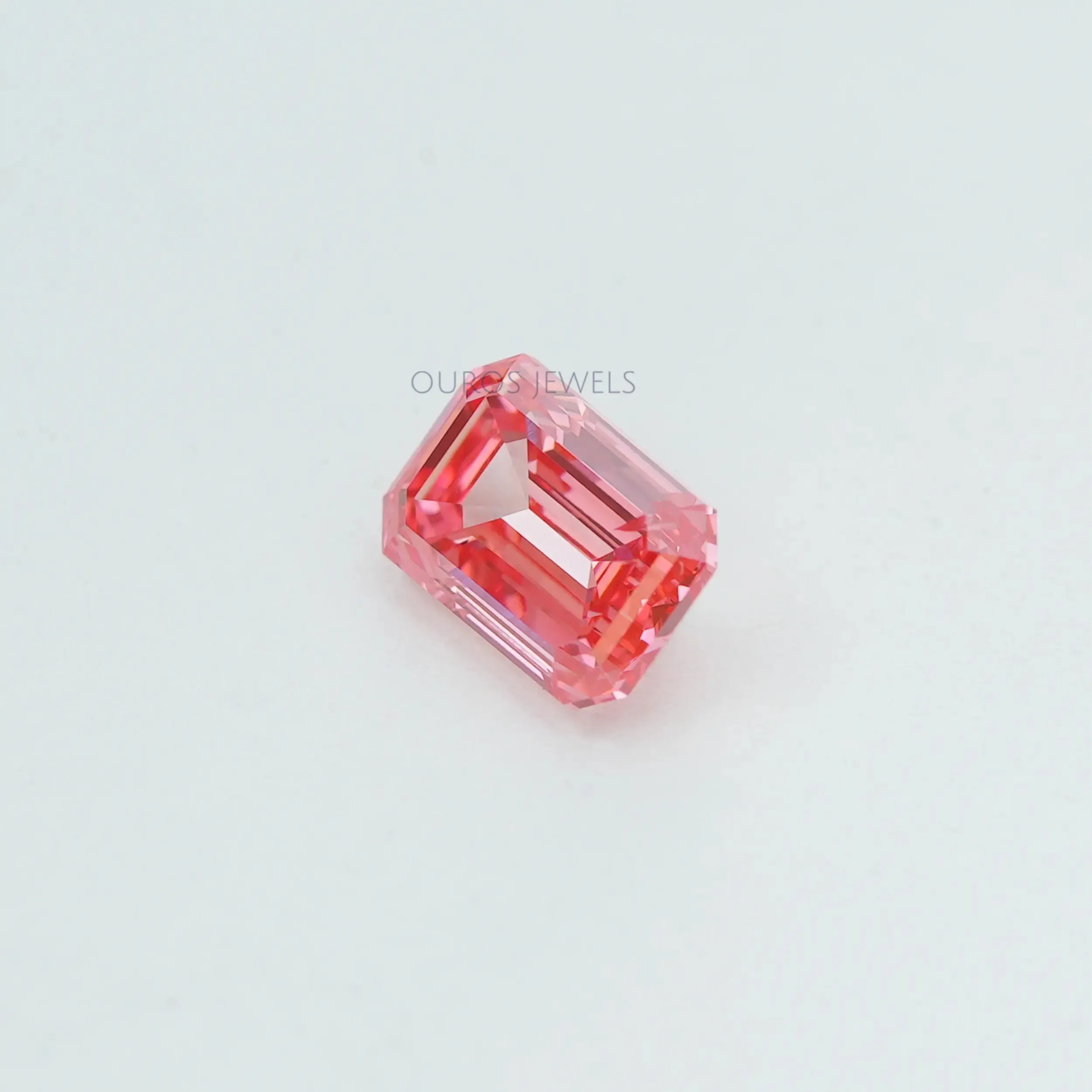 0.76 Carat Each Pink Emerald Cut Lab Grown Diamond