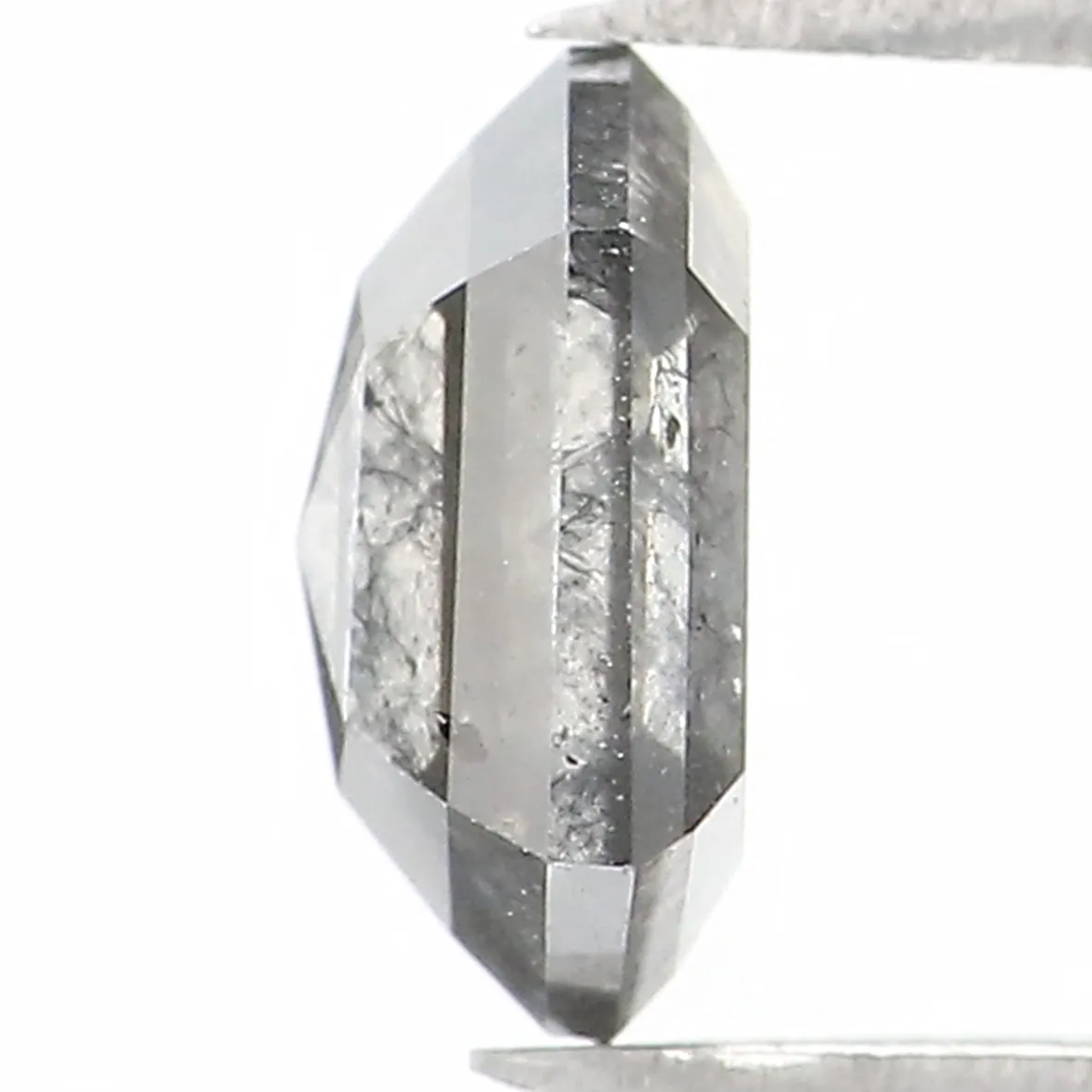 0.78 CT Natural Loose Hexagon Shape Diamond Salt And Pepper Hexagon Cut Diamond 6.30 MM Natural Black Grey Hexagon Rose Cut Diam