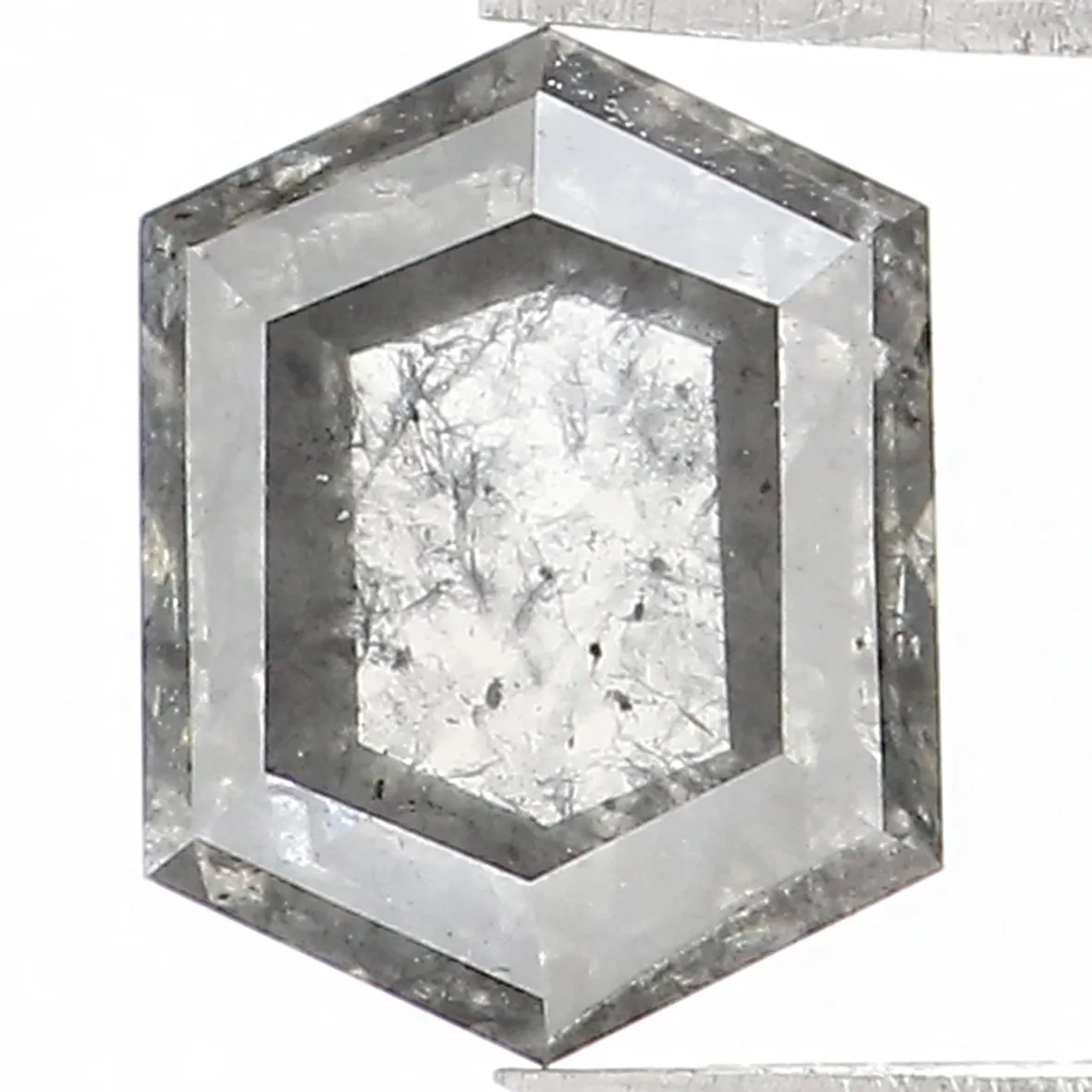 0.78 CT Natural Loose Hexagon Shape Diamond Salt And Pepper Hexagon Cut Diamond 6.30 MM Natural Black Grey Hexagon Rose Cut Diam