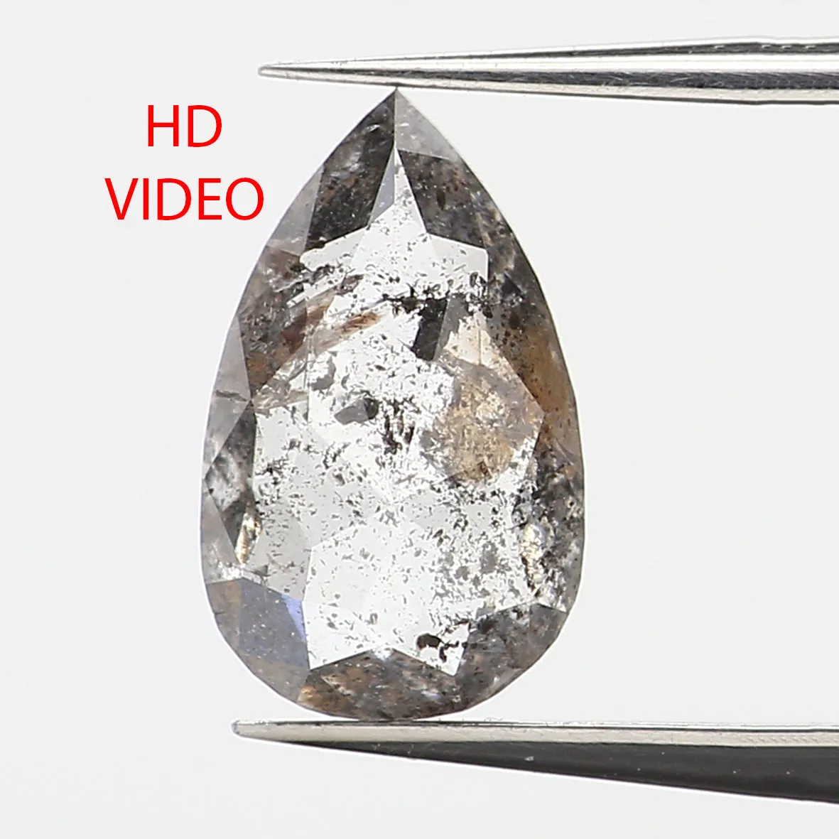 0.79 CT Natural Loose Pear Shape Diamond Salt And Pepper Pear Rose Cut Diamond 8.05 MM Black Grey Color Pear Shape Rose Cut Diam