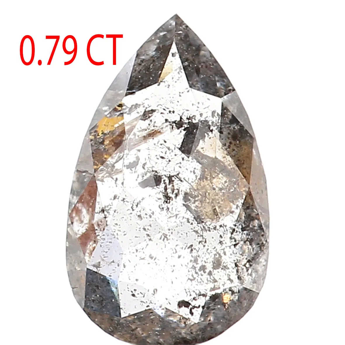 0.79 CT Natural Loose Pear Shape Diamond Salt And Pepper Pear Rose Cut Diamond 8.05 MM Black Grey Color Pear Shape Rose Cut Diam