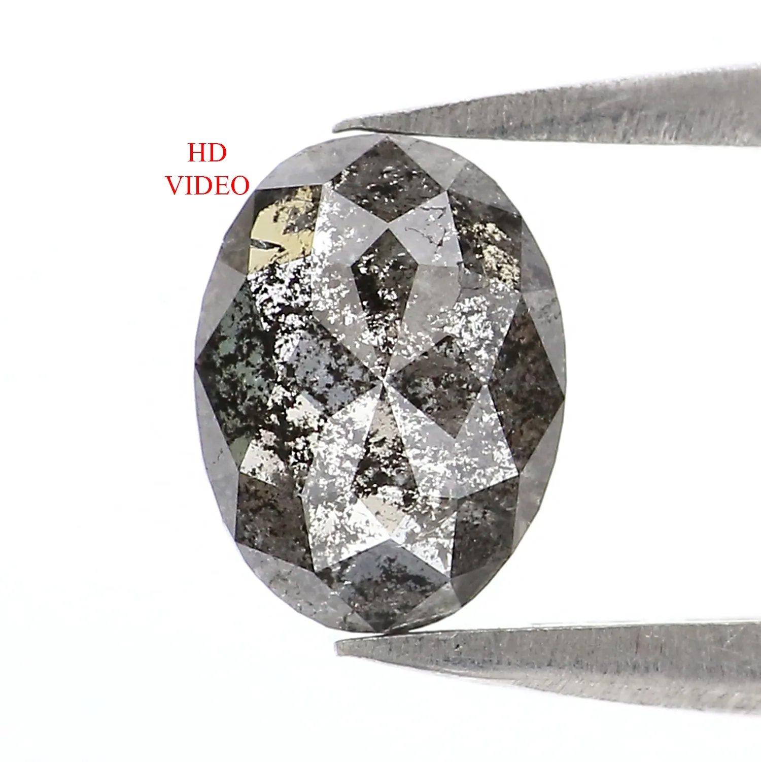 0.80 CT Natural Loose Oval Shape Diamond Salt And Pepper Oval Diamond 7.10 MM Natural Diamond Black Grey Color Oval Rose Cut Dia