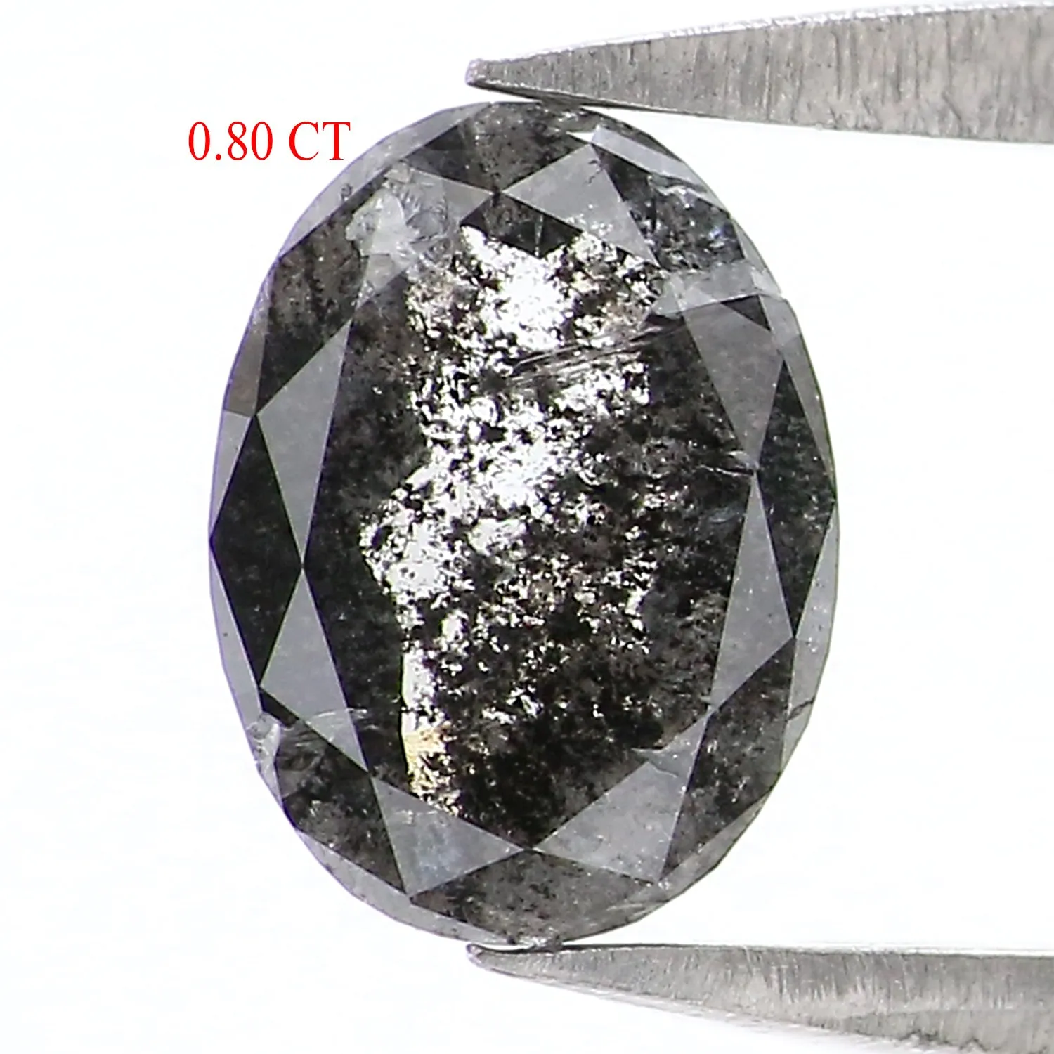 0.80 CT Natural Loose Oval Shape Diamond Salt And Pepper Oval Diamond 7.10 MM Natural Diamond Black Grey Color Oval Rose Cut Dia