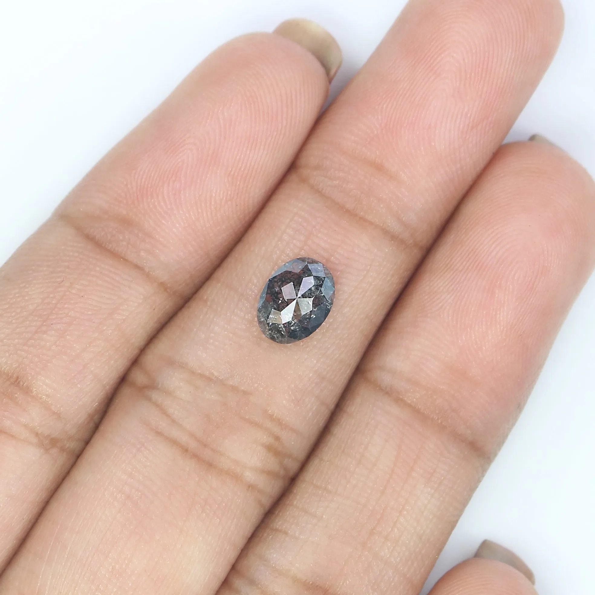 0.80 CT Natural Loose Oval Shape Diamond Salt And Pepper Oval Diamond 7.10 MM Natural Diamond Black Grey Color Oval Rose Cut Dia