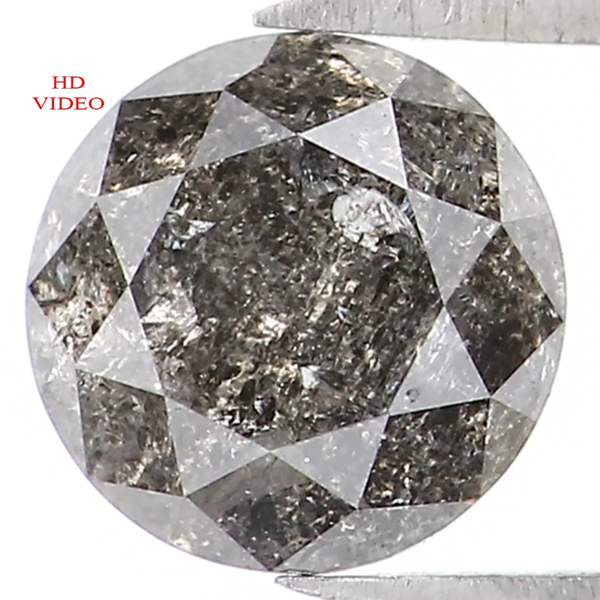 0.82 CT Natural Loose Round Shape Diamond Black Grey Color Round Shape Diamond 5.70 MM Salt And Pepper Round Brilliant Cut Diamo