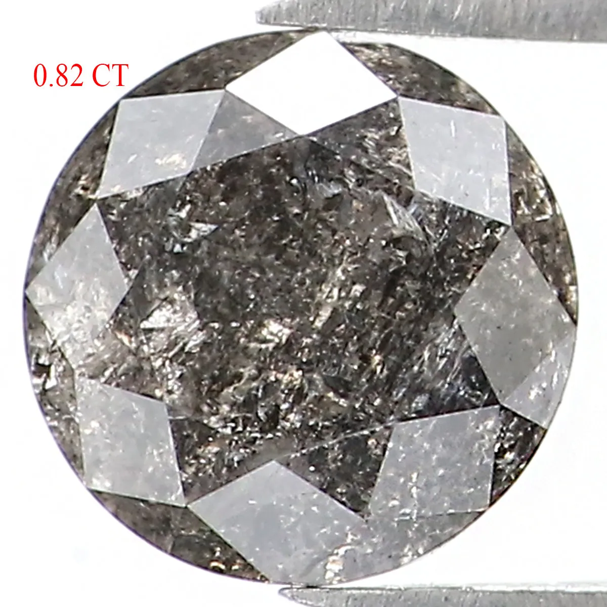 0.82 CT Natural Loose Round Shape Diamond Black Grey Color Round Shape Diamond 5.70 MM Salt And Pepper Round Brilliant Cut Diamo