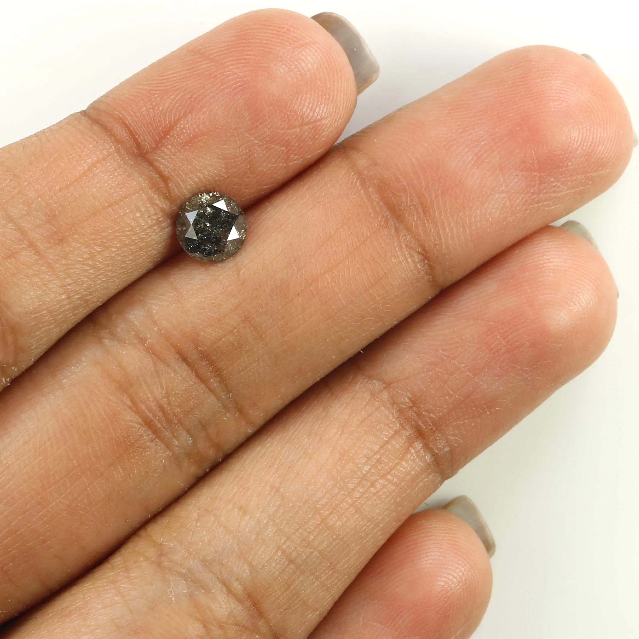 0.82 CT Natural Loose Round Shape Diamond Black Grey Color Round Shape Diamond 5.70 MM Salt And Pepper Round Brilliant Cut Diamo