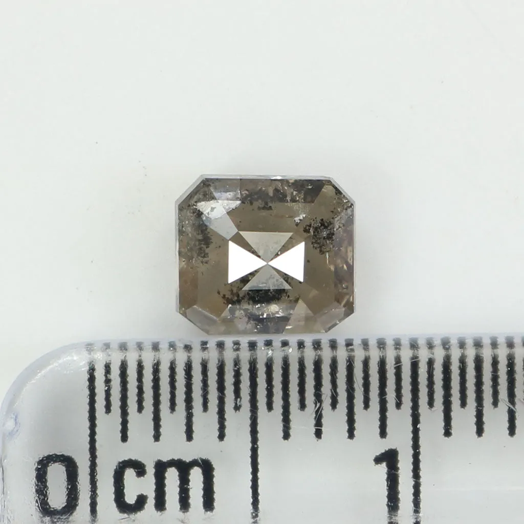 0.87 CT Natural Loose Emerald Shape Diamond Salt And Pepper Emerald Diamond 5.60 MM Black Grey Color Emerald Shape Rose Cut Diam