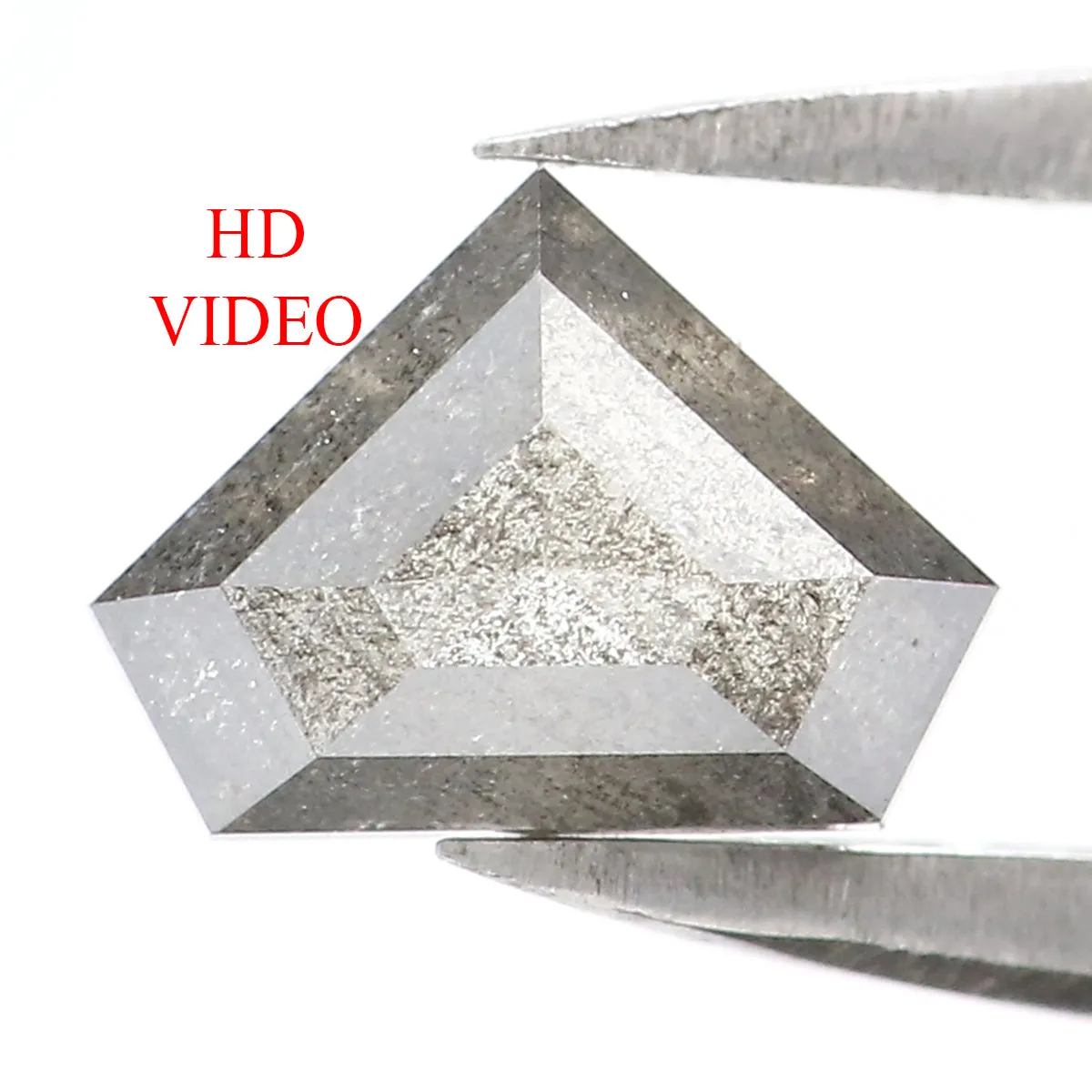 0.87 CT Natural Loose Shield Diamond Black Grey Color Diamond 5.40 MM Natural Loose Diamond Salt And Pepper Shield Rose Cut Diam