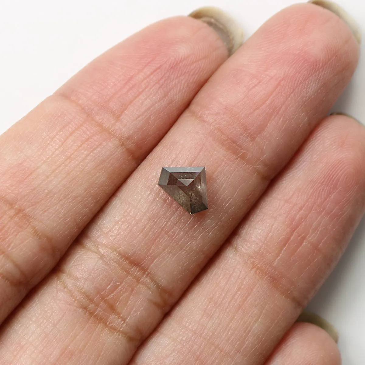 0.87 CT Natural Loose Shield Diamond Black Grey Color Diamond 5.40 MM Natural Loose Diamond Salt And Pepper Shield Rose Cut Diam