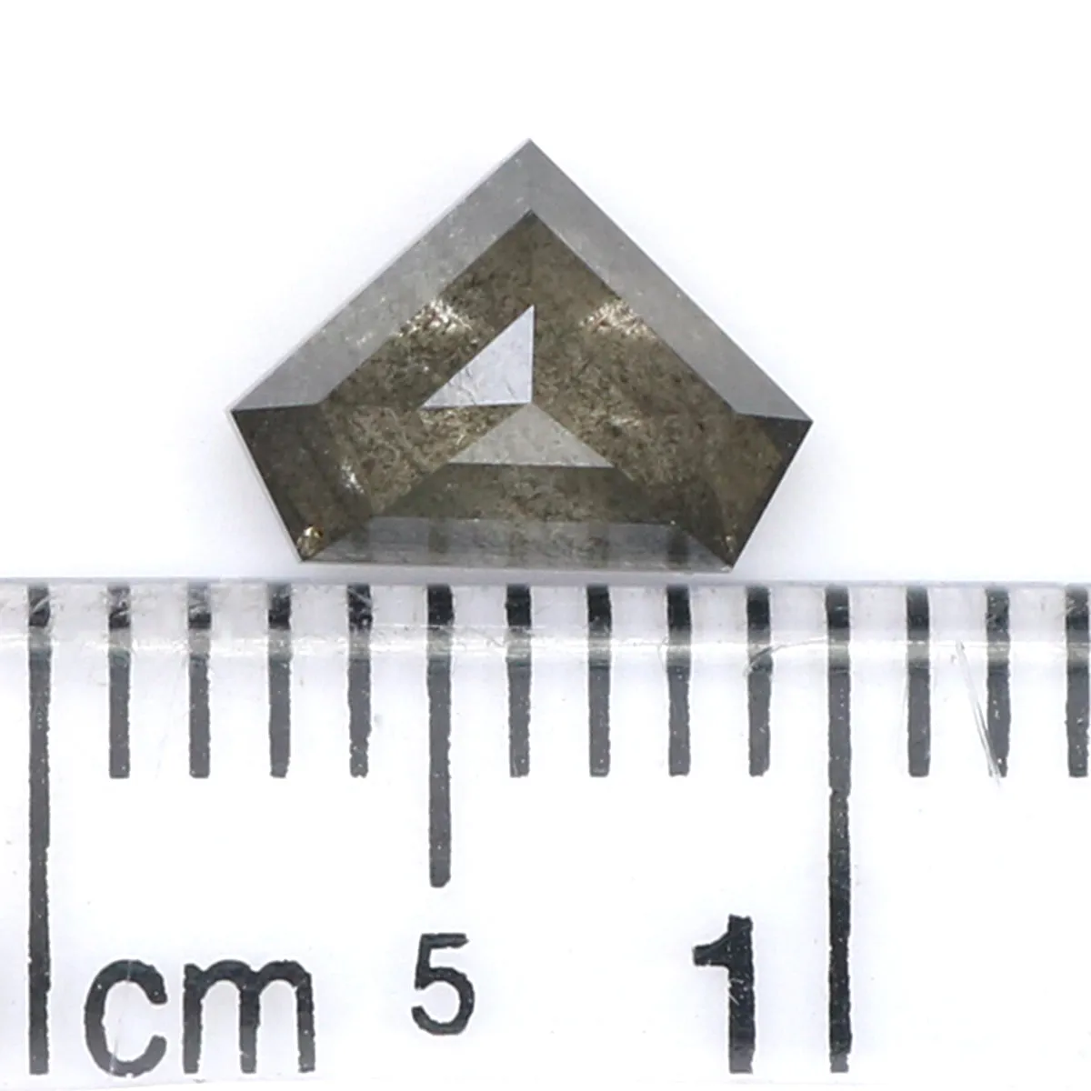 0.87 CT Natural Loose Shield Diamond Black Grey Color Diamond 5.40 MM Natural Loose Diamond Salt And Pepper Shield Rose Cut Diam