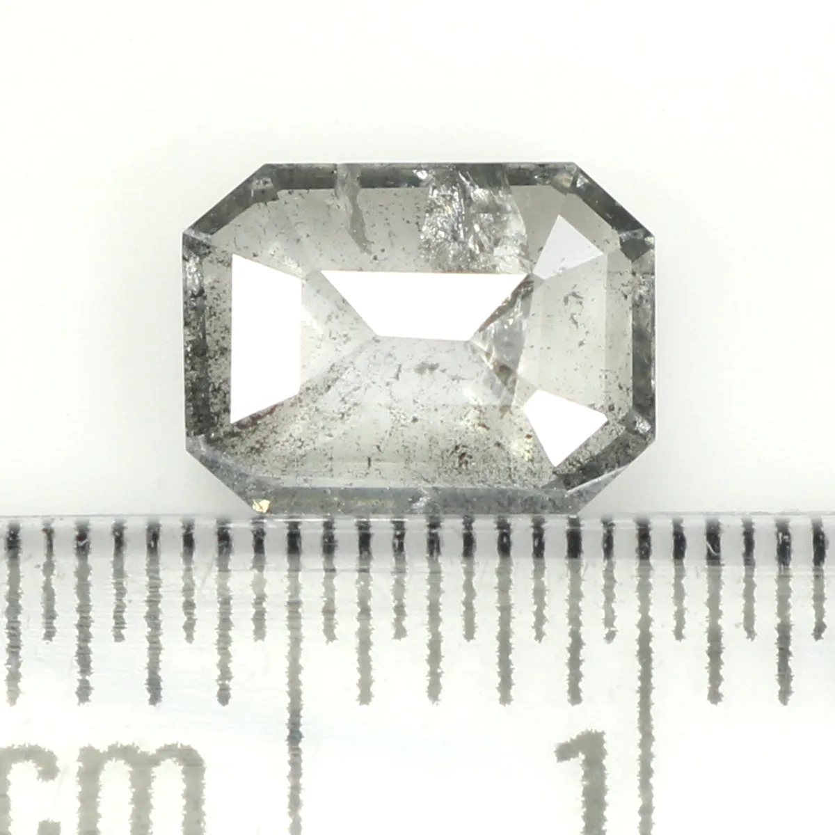 0.88 CT Natural Loose Emerald Shape Diamond Salt And Pepper Emerald Cut Diamond 6.75 MM Natural Black Grey Emerald Rose Cut Diam