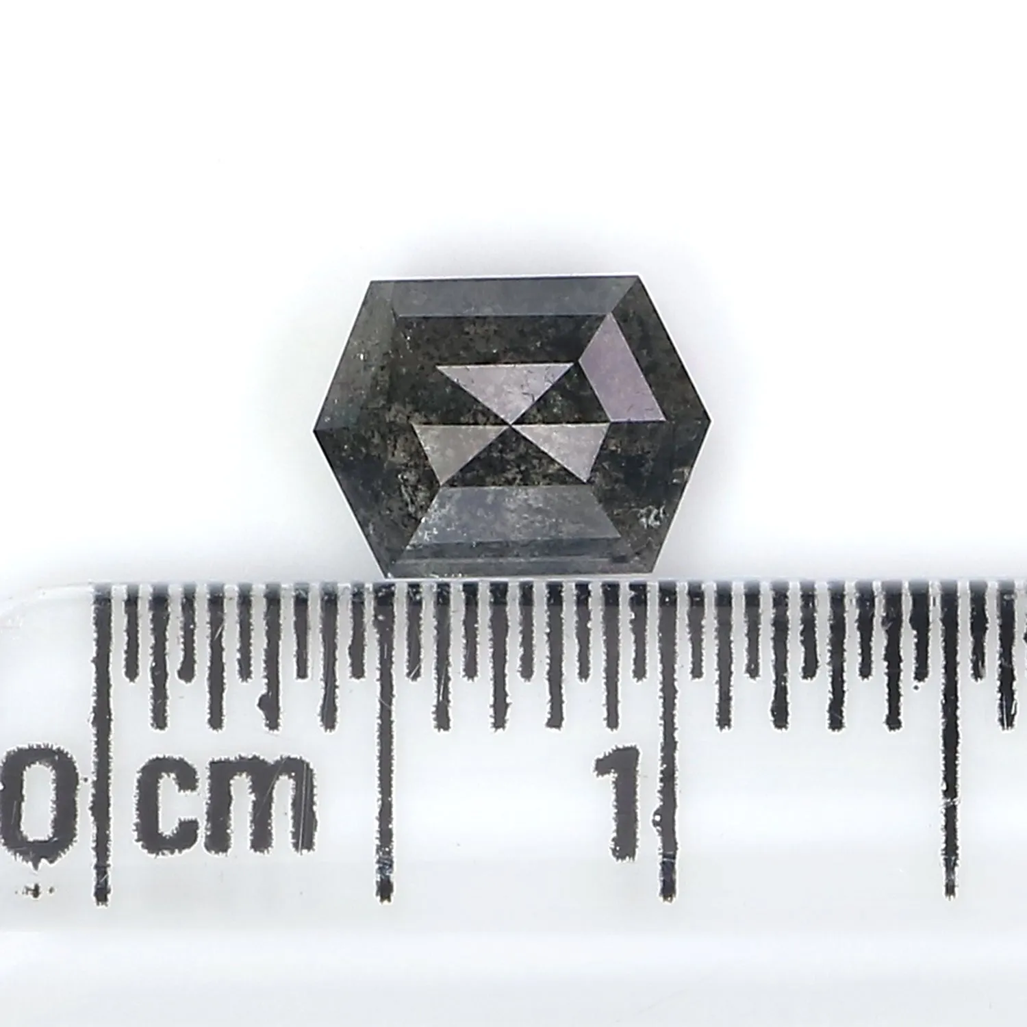 1.07 CT Natural Loose Hexagon Cut Diamond Salt And Pepper Hexagon Diamond 7.05 MM Natural Loose Black Grey Color Hexagon Cut Dia