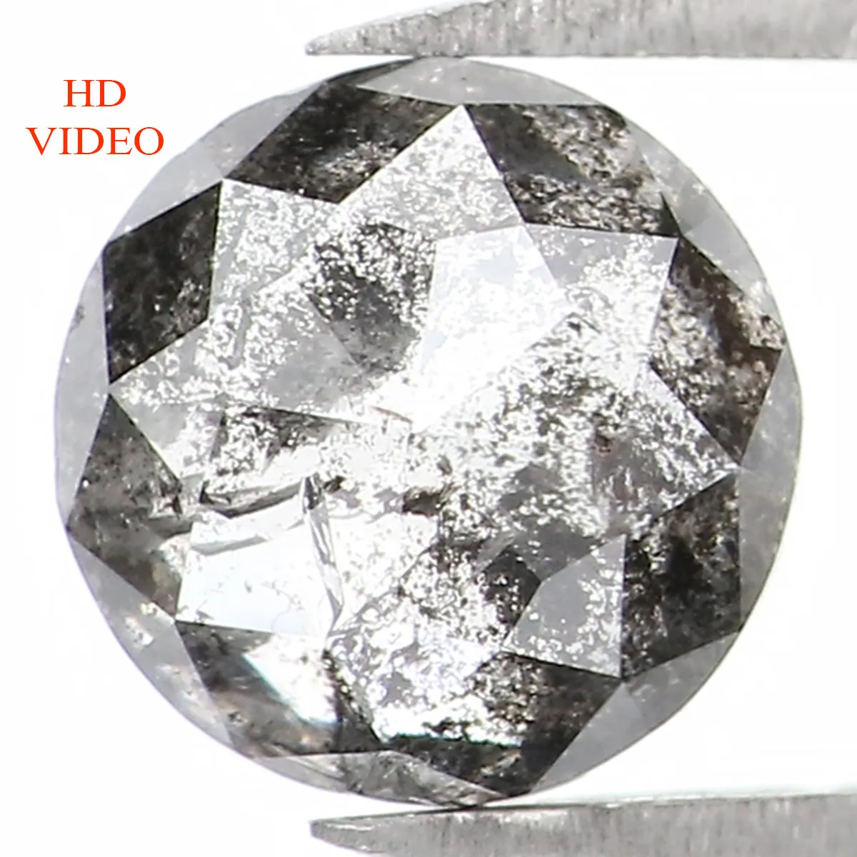 1.08 Ct Natural Loose Round Rose Cut Diamond Black Grey Color Rose Cut Diamond 6.35 MM Natural Loose Salt And Pepper Rose Cut Di