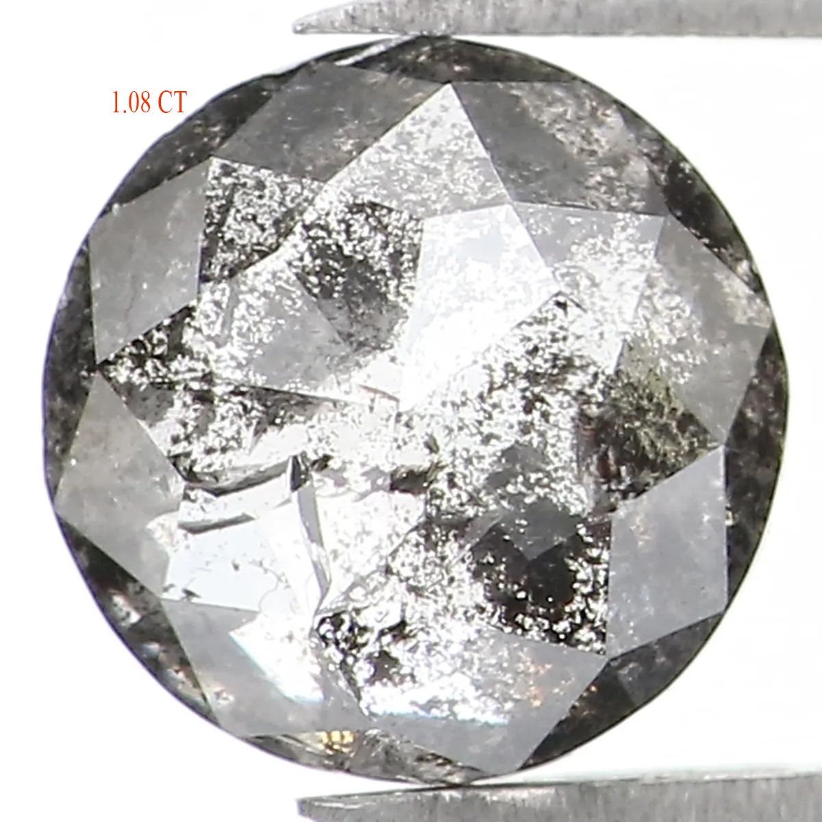 1.08 Ct Natural Loose Round Rose Cut Diamond Black Grey Color Rose Cut Diamond 6.35 MM Natural Loose Salt And Pepper Rose Cut Di