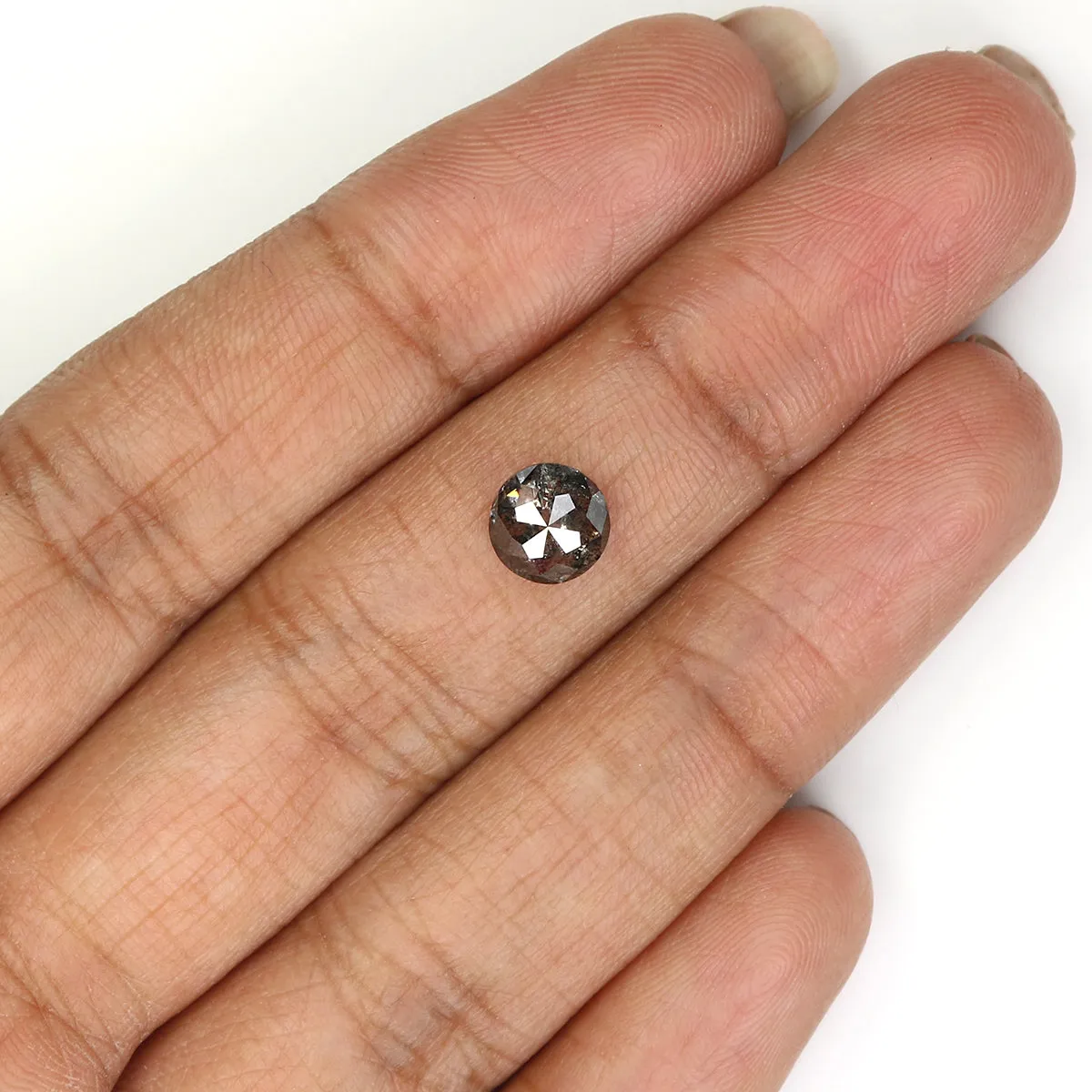 1.08 Ct Natural Loose Round Rose Cut Diamond Black Grey Color Rose Cut Diamond 6.35 MM Natural Loose Salt And Pepper Rose Cut Di