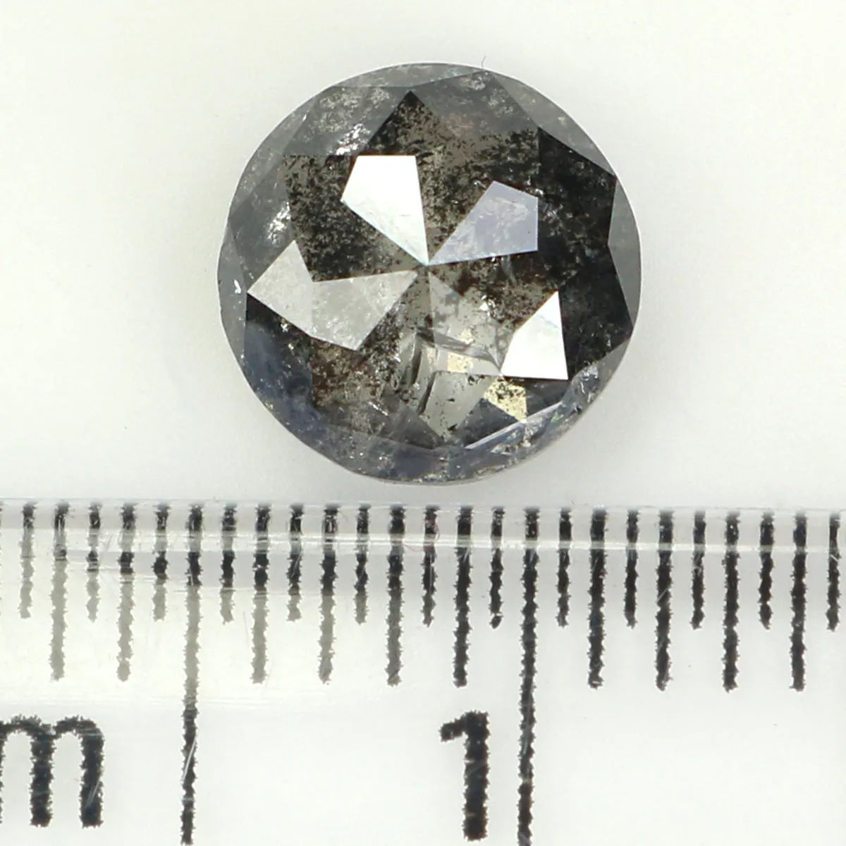 1.08 Ct Natural Loose Round Rose Cut Diamond Black Grey Color Rose Cut Diamond 6.35 MM Natural Loose Salt And Pepper Rose Cut Di