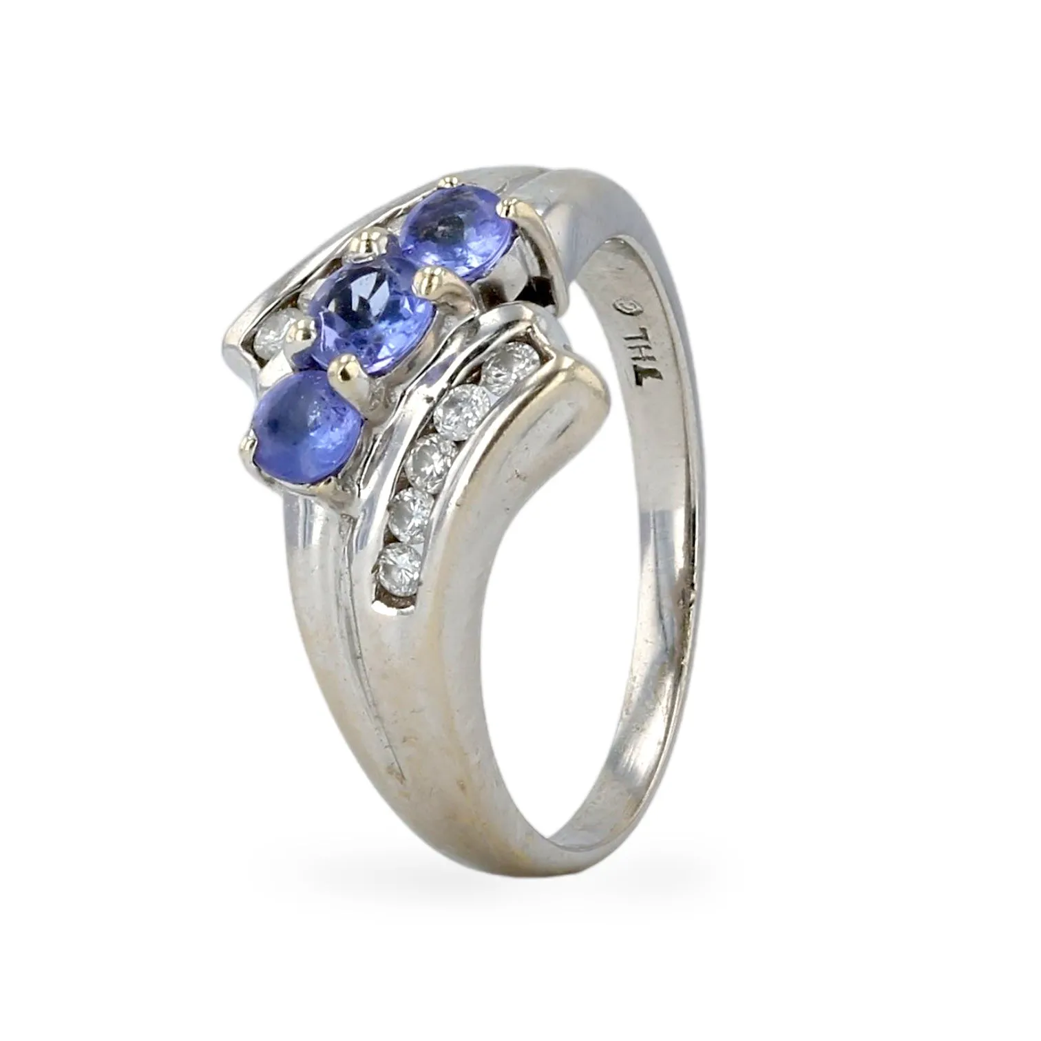 10K White gold Tanzanite and diamonds wedding band-225090