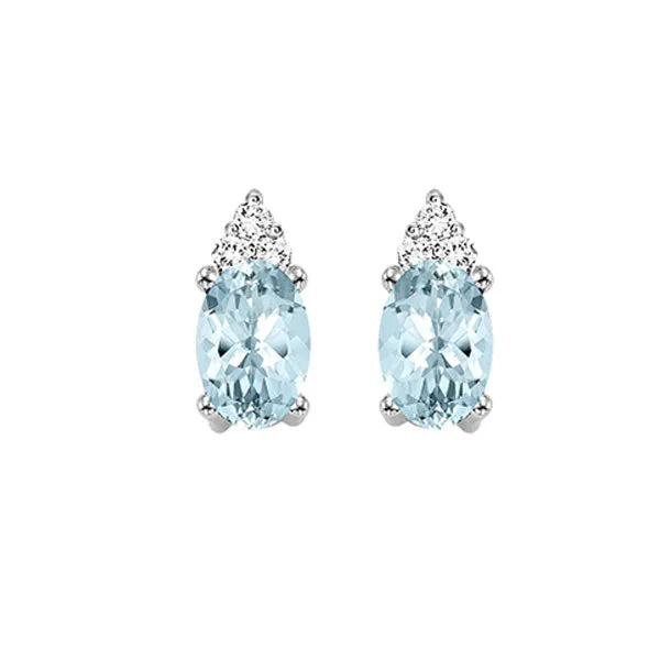 10KT WHITE GOLD DIAMOND (1/20CTW) & AQUAMARINE (5/8 CTW) EARRING