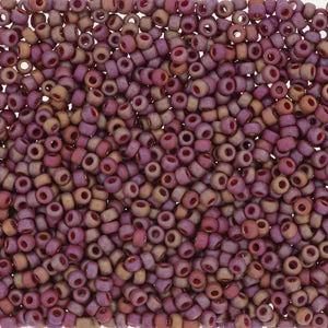 11-4696, Miyuki 22g Frost Opaque Glaze Rainbow Dark Red