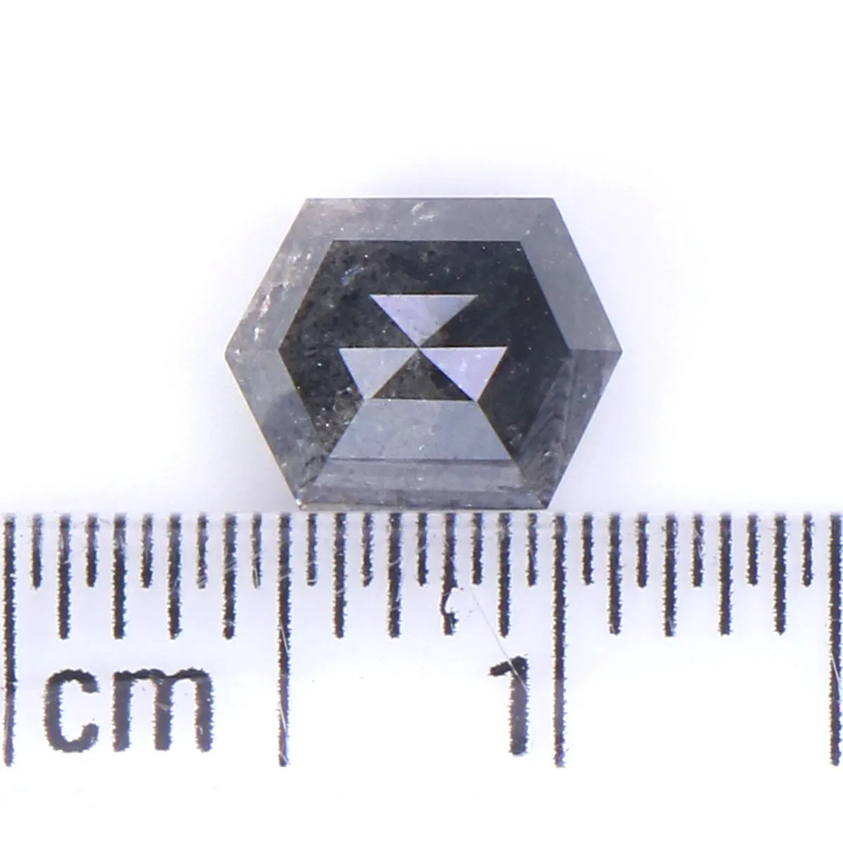 1.35 CT Natural Loose Hexagon Shape Diamond Salt And Pepper Hexagon Shape Diamond 7.25 MM Black Grey Color Hexagon Rose Cut Diam