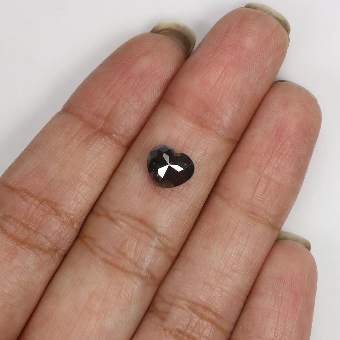 1.45 CT Natural Loose Heart Shape Diamond Salt And Pepper Heart Rose Cut Diamond 6.45 MM Black Grey Color Heart Rose Cut Diamond