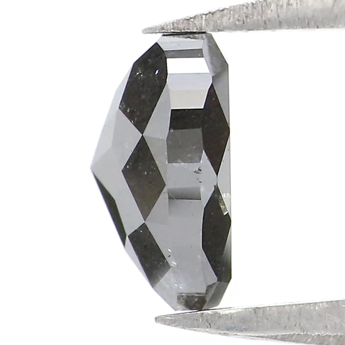 1.45 CT Natural Loose Heart Shape Diamond Salt And Pepper Heart Rose Cut Diamond 6.45 MM Black Grey Color Heart Rose Cut Diamond