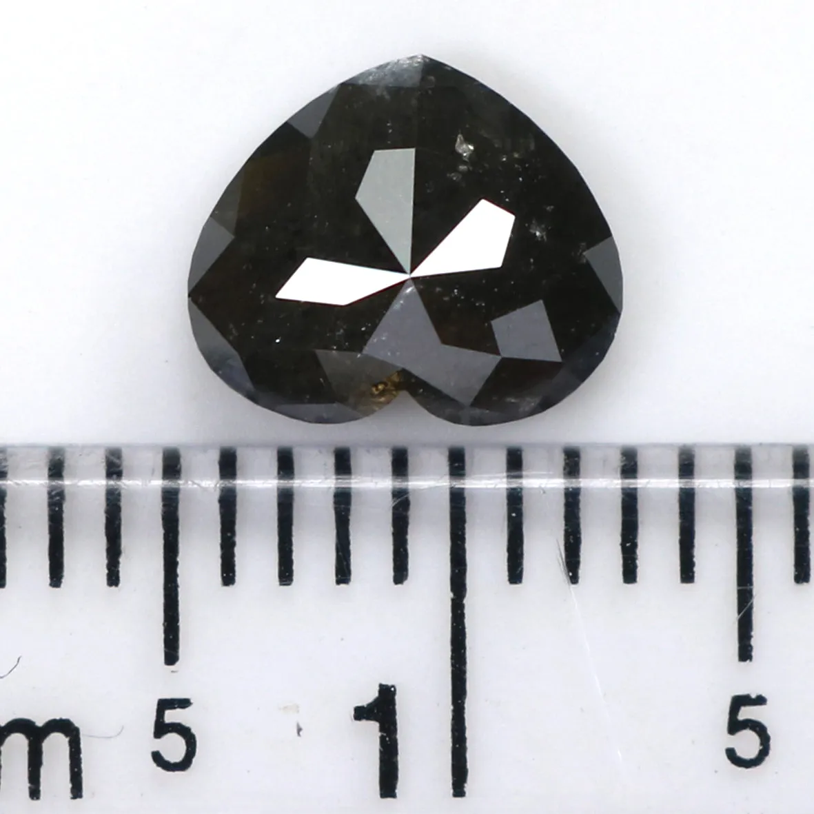 1.45 CT Natural Loose Heart Shape Diamond Salt And Pepper Heart Rose Cut Diamond 6.45 MM Black Grey Color Heart Rose Cut Diamond