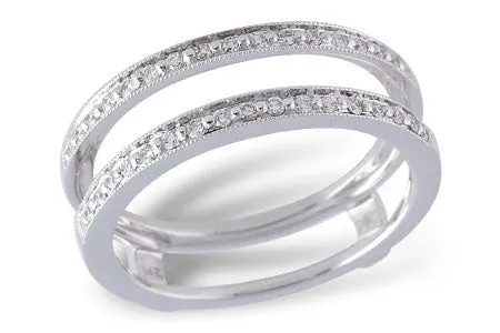 14K White Gold & Diamond Guard Ring .18tw