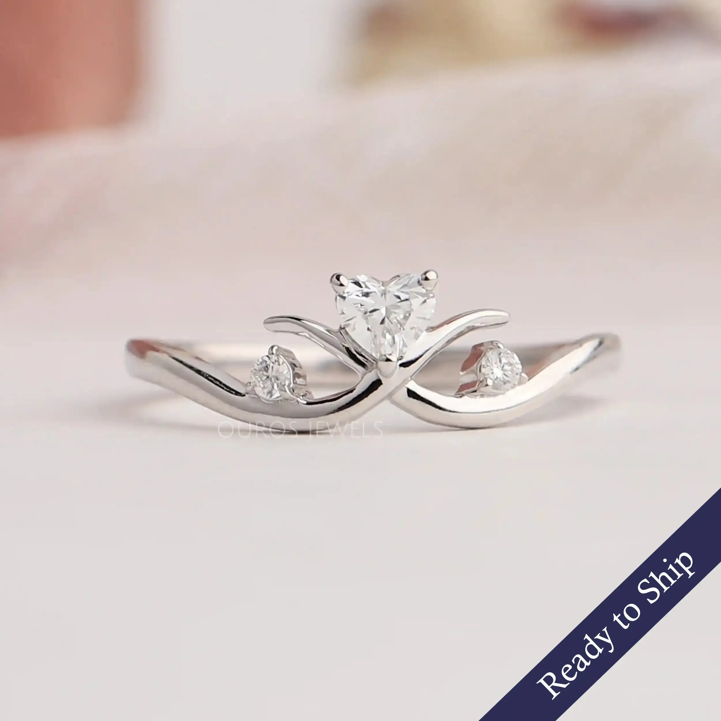 14K White Gold Heart Cut Diamond Ring