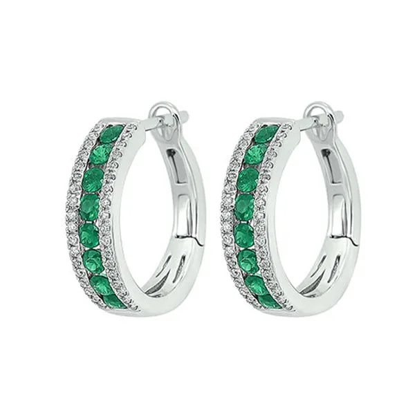 14KT WHITE GOLD DIAMOND (1/6CTW) & EMERALD (7/8 CTW) EARRING