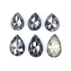 1.66 CT Natural Loose Pear Shape Diamond Salt And Pepper Pear Cut Diamond 4.20 MM Natural Loose Black Grey Color Pear Rose Cut D