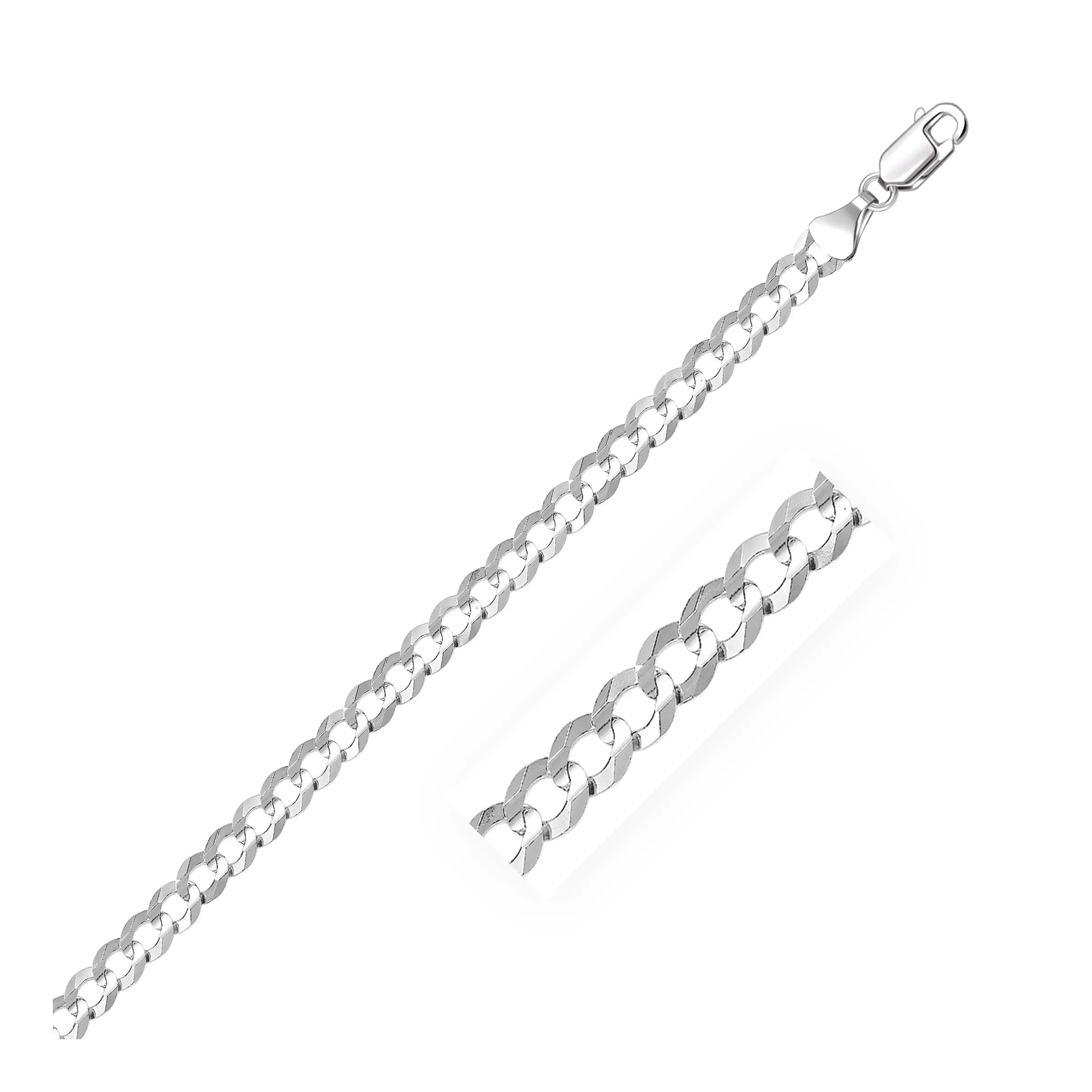 4.7mm 14k White Gold Solid Curb Chain-rx05440-30