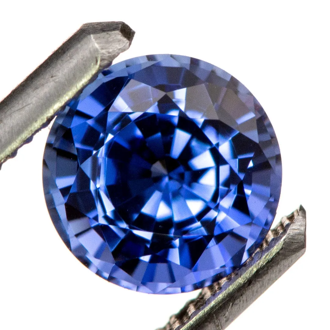 7mm/1.85ct Round Cut Lab Created Blue Sapphire Chatham Gemstone