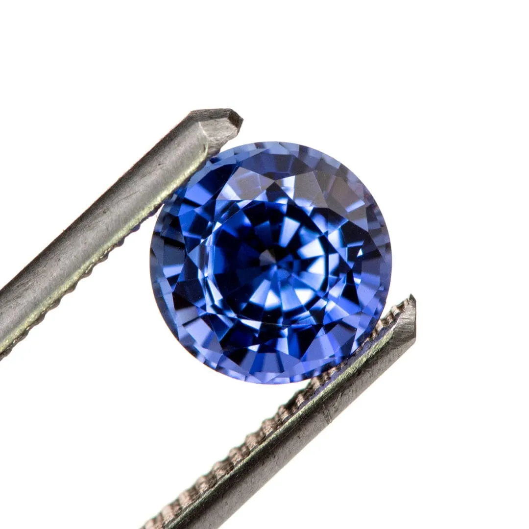 7mm/1.85ct Round Cut Lab Created Blue Sapphire Chatham Gemstone