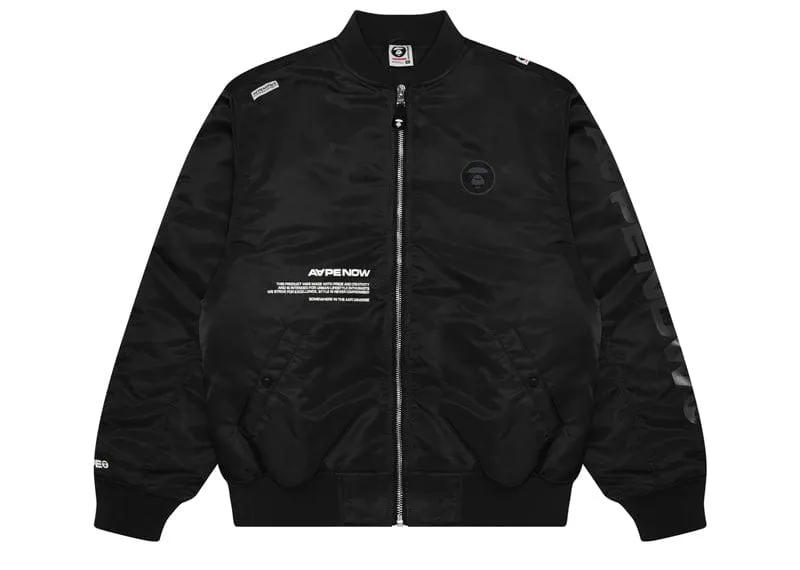 AAPE Logo Patch Zip-Up Bomber Jacket - Black