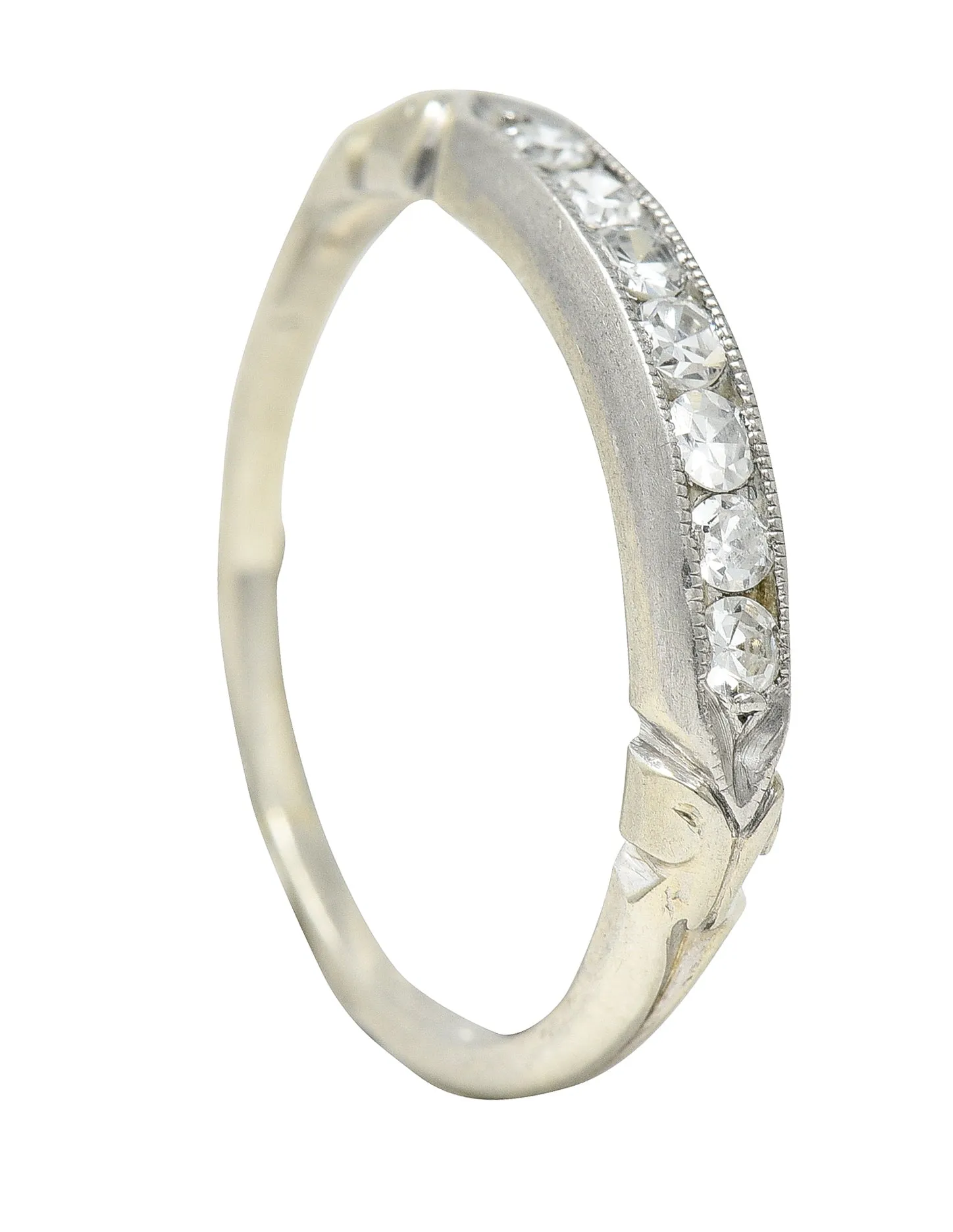 Abel Bros Art Deco 0.25 CTW Single Cut Diamond Platinum-Topped 18 Karat White Gold Band Ring