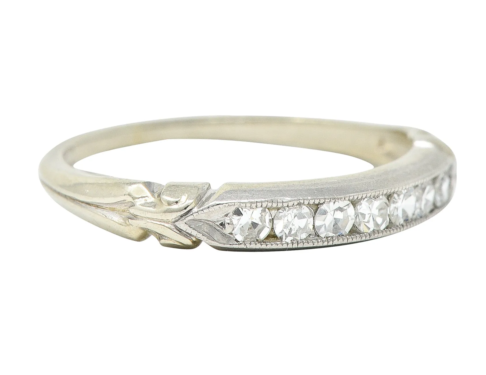 Abel Bros Art Deco 0.25 CTW Single Cut Diamond Platinum-Topped 18 Karat White Gold Band Ring