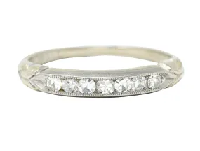 Abel Bros Art Deco 0.25 CTW Single Cut Diamond Platinum-Topped 18 Karat White Gold Band Ring