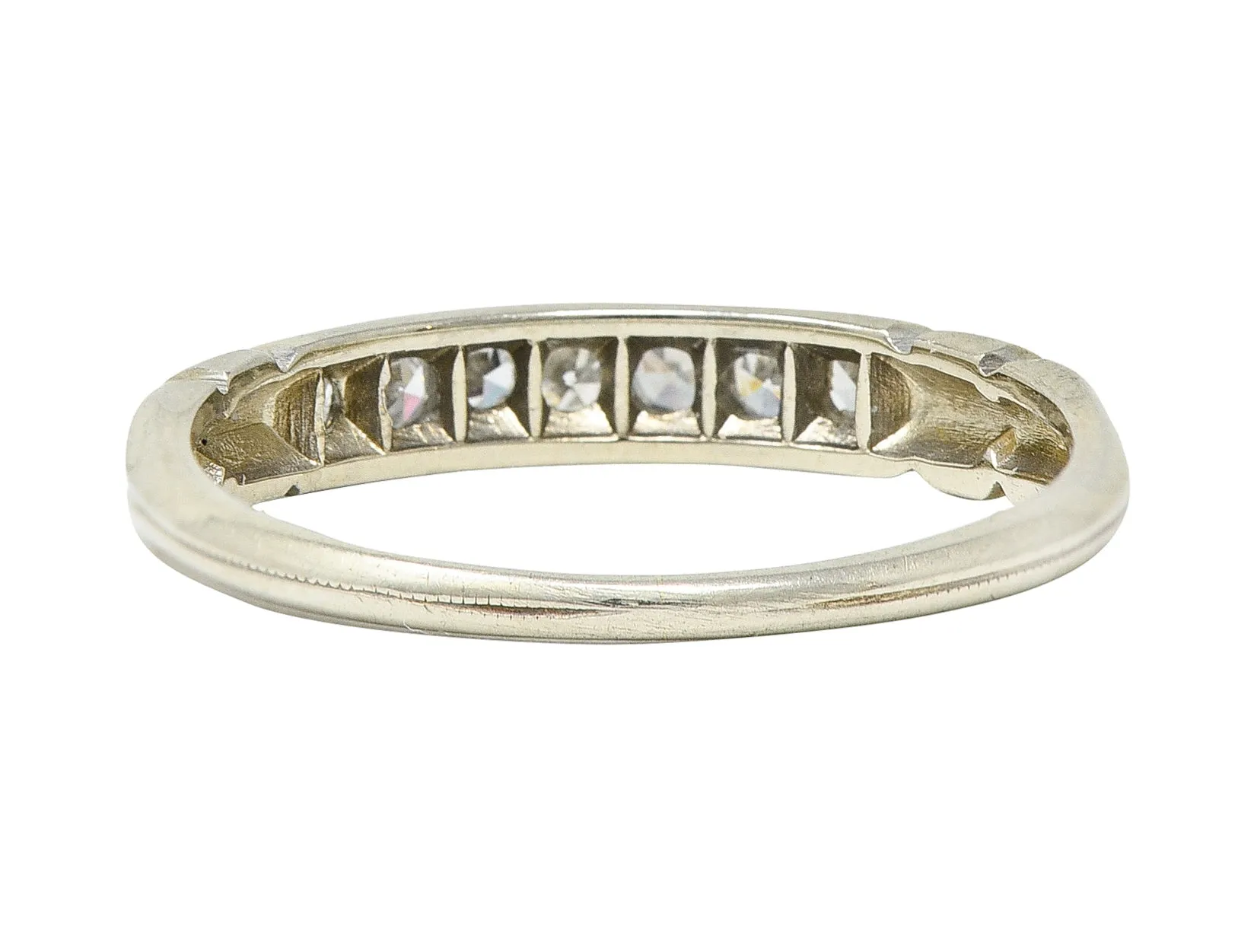 Abel Bros Art Deco 0.25 CTW Single Cut Diamond Platinum-Topped 18 Karat White Gold Band Ring