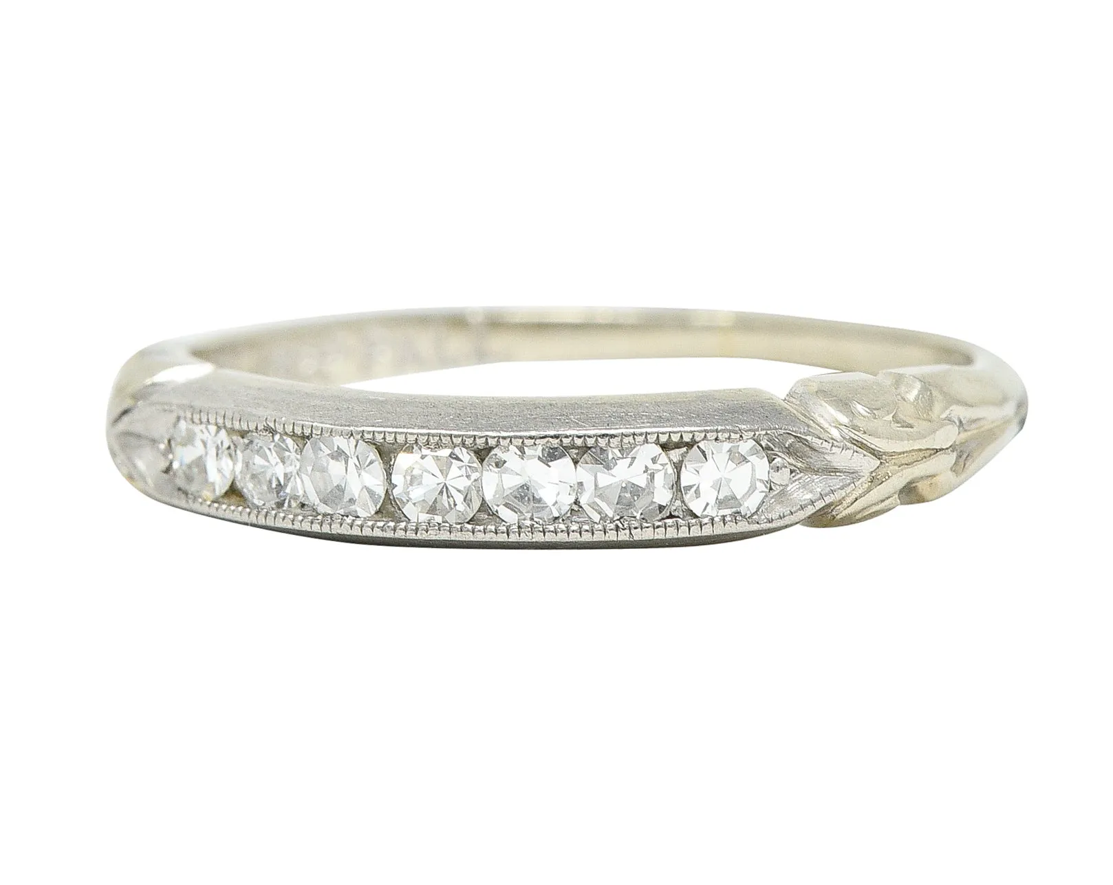 Abel Bros Art Deco 0.25 CTW Single Cut Diamond Platinum-Topped 18 Karat White Gold Band Ring