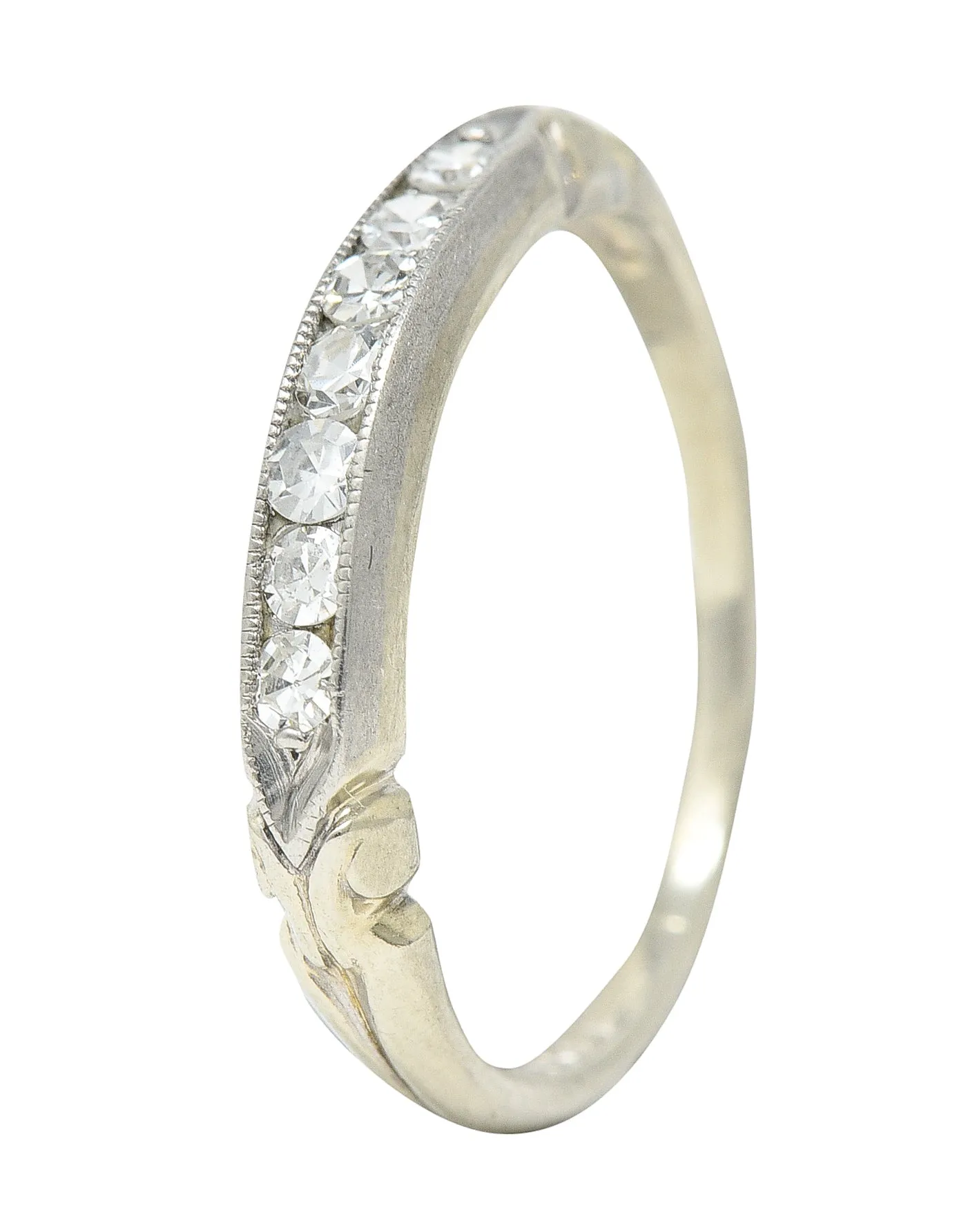 Abel Bros Art Deco 0.25 CTW Single Cut Diamond Platinum-Topped 18 Karat White Gold Band Ring