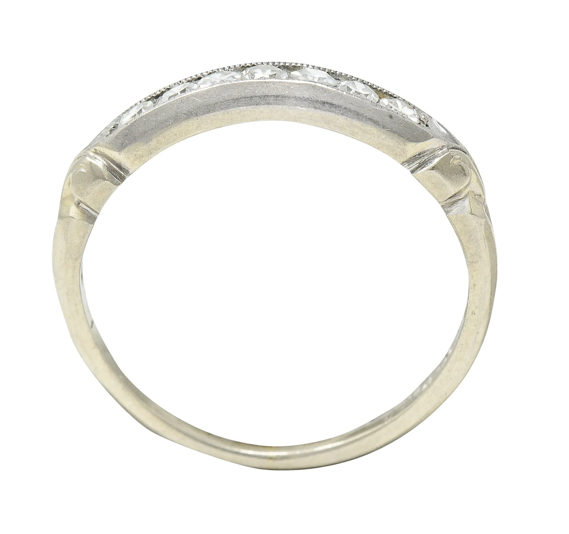 Abel Bros Art Deco 0.25 CTW Single Cut Diamond Platinum-Topped 18 Karat White Gold Band Ring