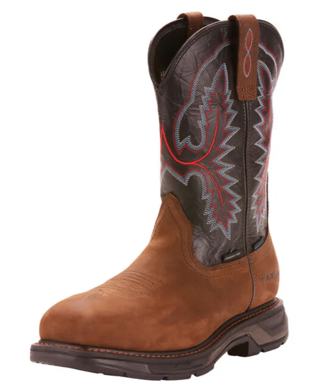 Ariat WorkHog XT Waterproof Carbon Toe Work Boot- Distressed Brown