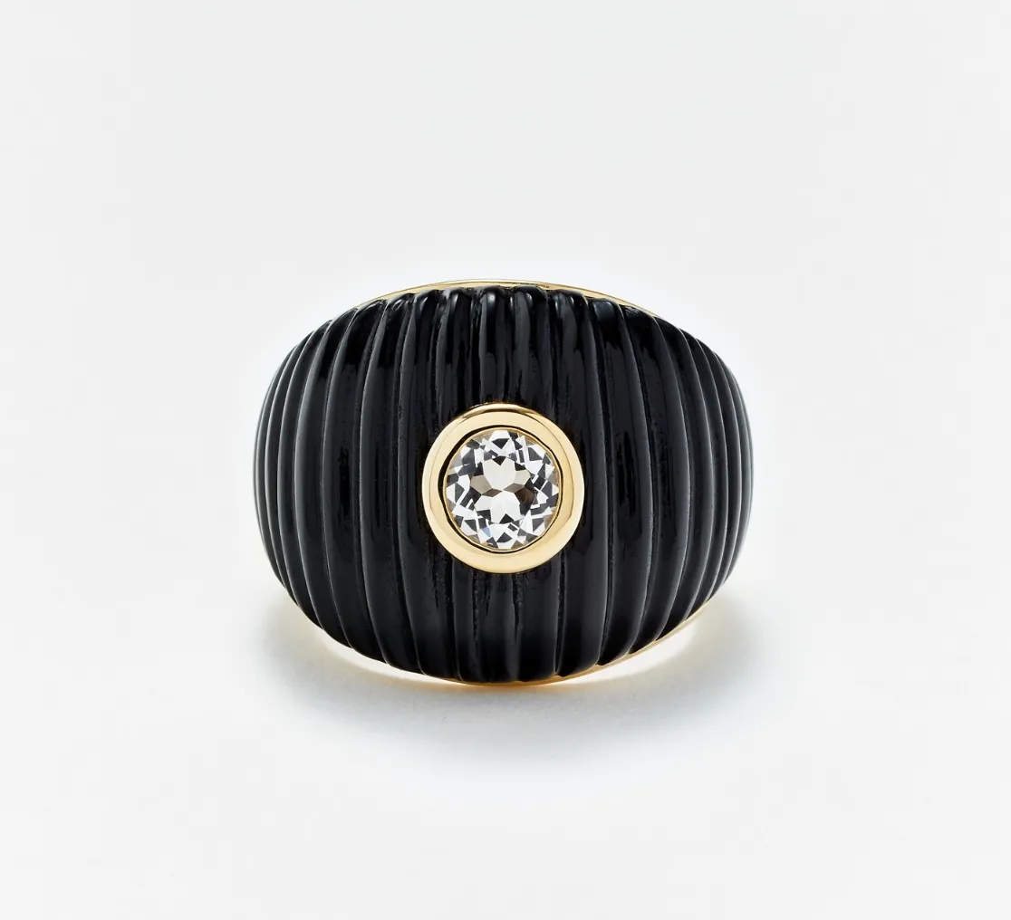 BAGUE MAXI BERLINGOT ONYX OR JAUNE